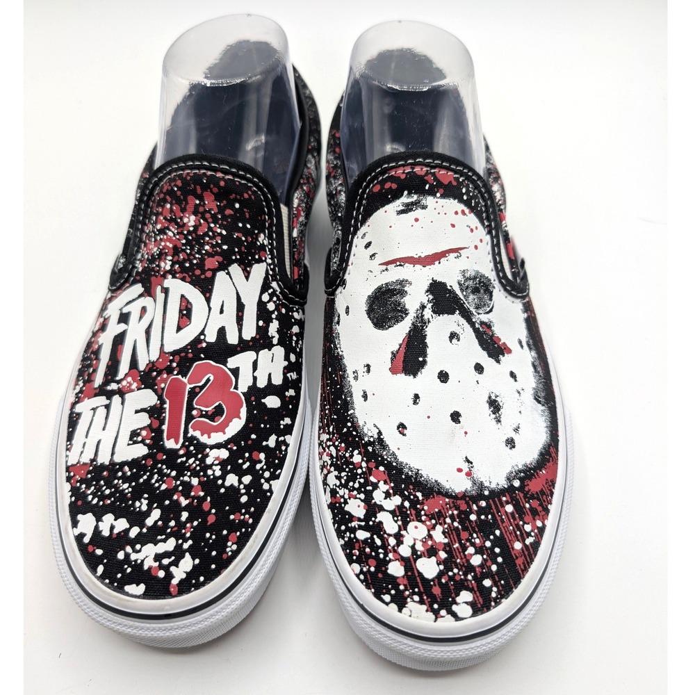 Vans Friday the 13th Slip-On Shoes Jason Voorhees Horror PERFECT COND. W9 M7.5